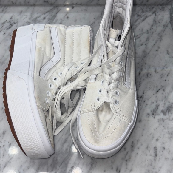 Vans Shoes - Vans White platform High-Top Women's Sneakers, 8.5. Hardly worn